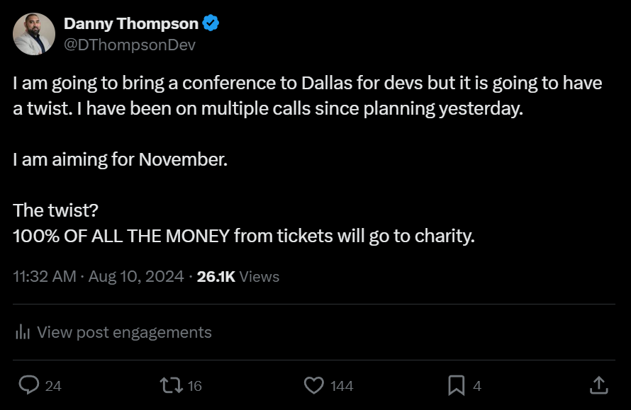 DThompsonDev's tweet photo. Everyone said I lost my mind.
Wasn't enough time.
Woke up at 5 am &amp; I just COULD NOT shake the idea!

The two people I messaged?
@LawrenceDCodes &amp; @marktechson

BOTH agreed to speak IF I could pull it off.
That's all I needed!

This week? It's the second @CommitYourCode! 🤯 https://t.co/lGsuNDoetf