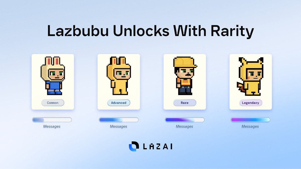 .<a href="/LazbubuAI/">Lazbubu</a> comes in different rarities.

The rarer she is, the more you can message her each day.

More interaction = faster growth.

👉 lazpad.fun/exploring-zone