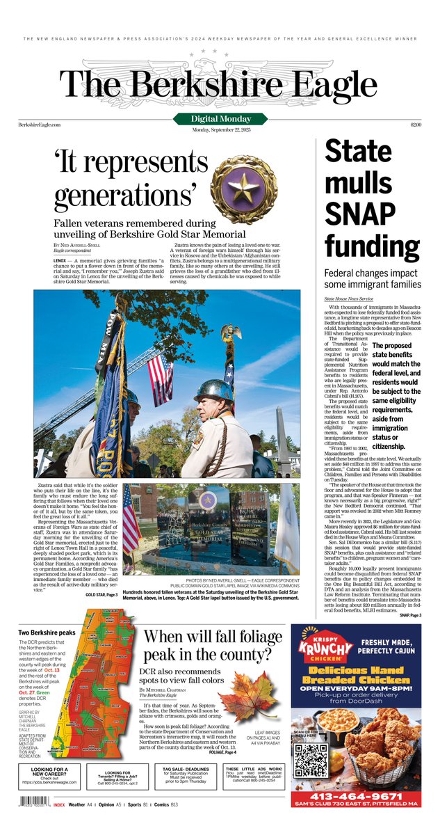 Today's <a href="/BerkshireEagle/">Berkshire Eagle</a> front page