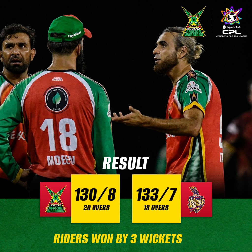 💚💛❤️ Not the ending we dreamed of, but what a journey it has been.

Huge thanks to our fans for standing tall with us all season – your energy, love, and support mean everything. 🙌

We’ll rise again, stronger than ever. ⚔️

#GuyanaAmazonWarriors #CPL25 #Finals #GAWvTKR