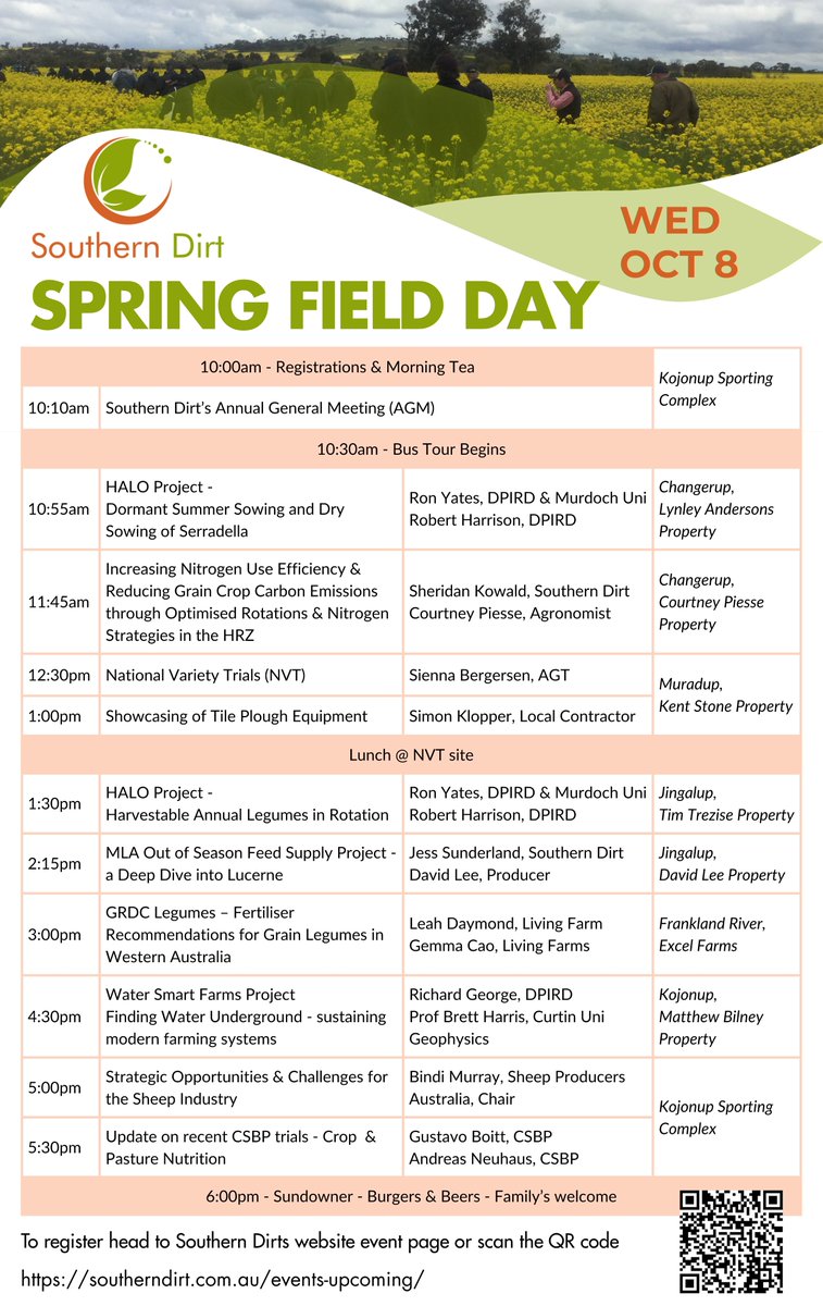 Agenda Release! 
We’re hitting the paddocks for a full day of innovation, insights &amp; community!
Join us for a bus tour showcasing leading projects and research updates.
Don’t miss this great opportunity to connect, learn &amp; be inspired. 
RSVP's required: trybooking.com/DFIAH