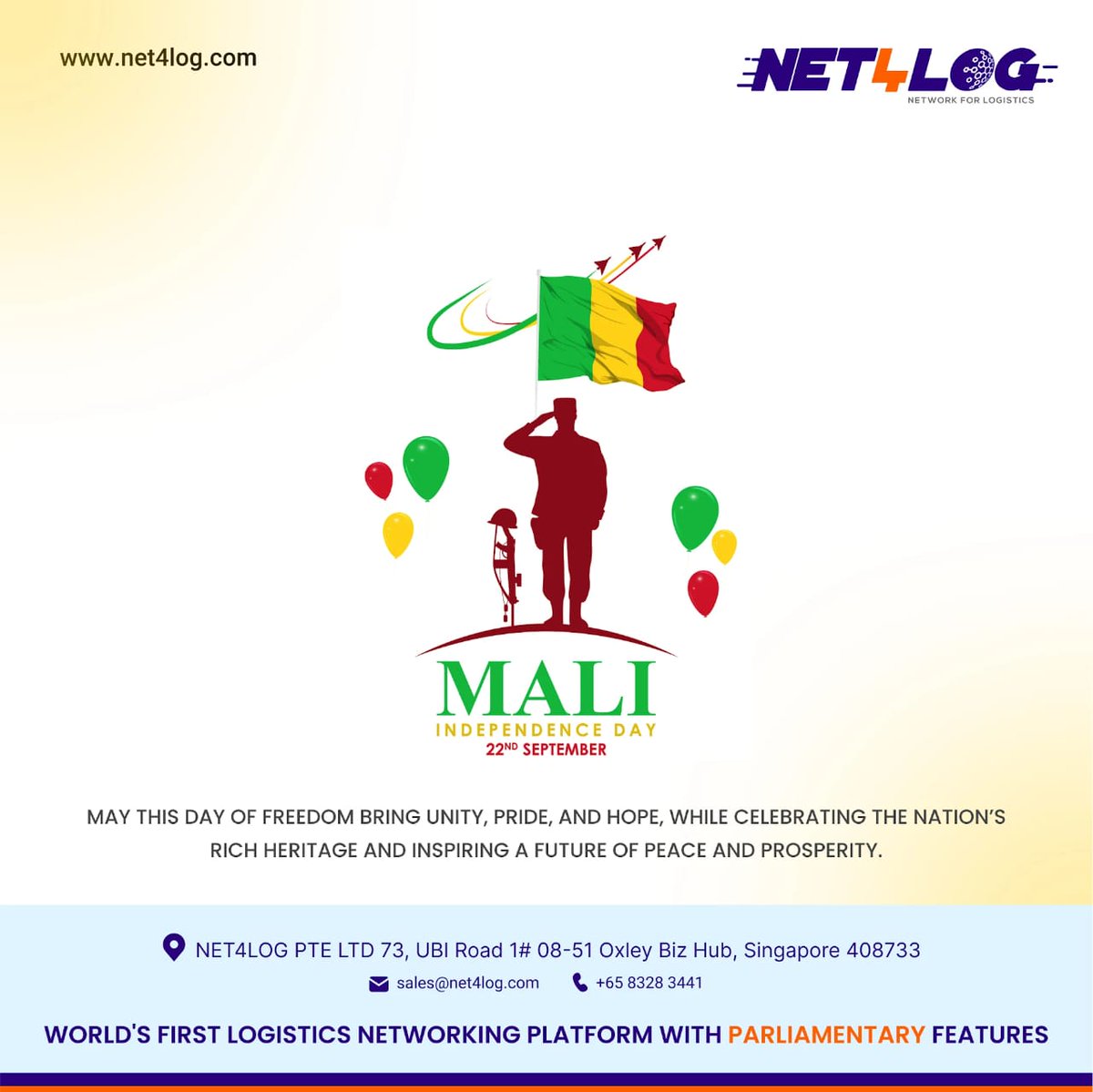 net4log's tweet image. Happy Independence Day, Mali! 🎉

Honoring the nation’s history, strength, and unity.

Wishing Mali peace, prosperity, and continued progress. 🌟✨
#MaliIndependenceDay #Mali #IndependenceDay #Freedom #Unity #Progress #Net4Log
