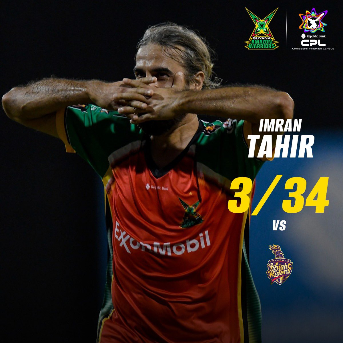 🔥 The captain led from the front!

Imran Tahir spun magic under the lights, finishing with 3/34 and giving the Warriors a real fighting chance in the final. 💚💛❤️

A true Warrior till the very end. 👏⚔️

#GuyanaAmazonWarriors #CPL25 #Finals #GAWvTKR