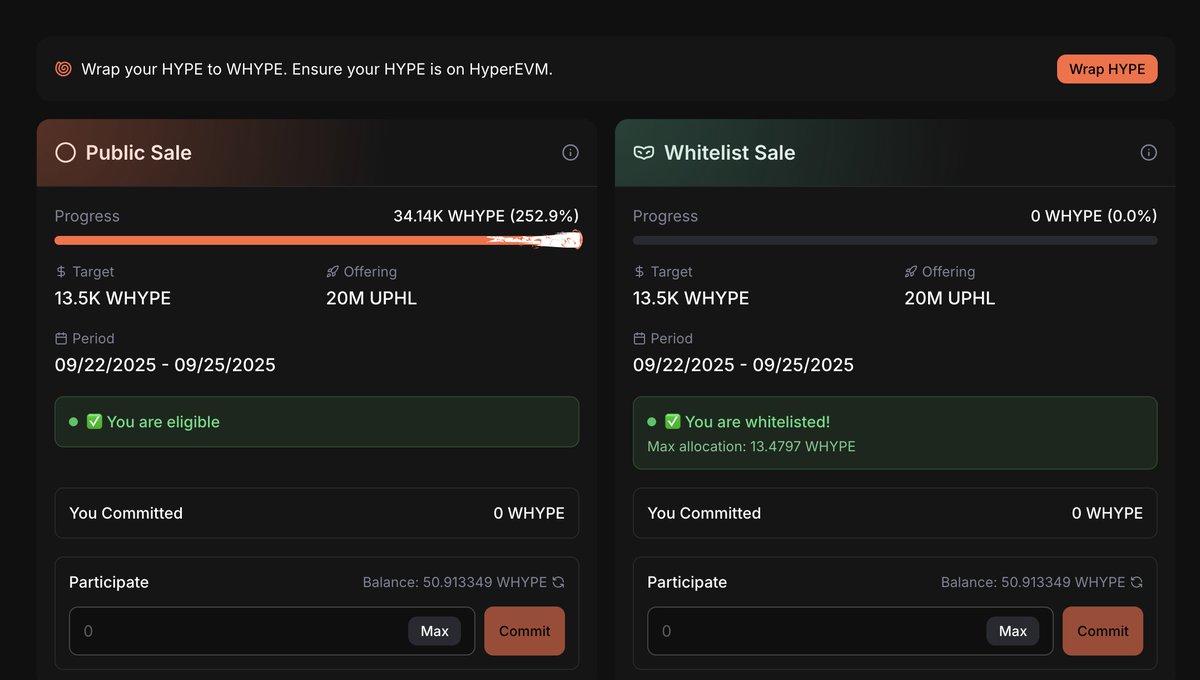 Launch Review – Should We Ape $UPHL <a href="/Upheavalfi/">Upheaval</a> ?

Launchpad Details
- Offering Token: UPHL
- Payment Token: WHYPE
- Total Supply (for sale): 40M UPHL (4% of total supply = 1B)
- Min Raise: 8K WHYPE = $400,000
- Max Raise: 27K WHYPE = $1,350,000

Token Price (Implied)
- At min