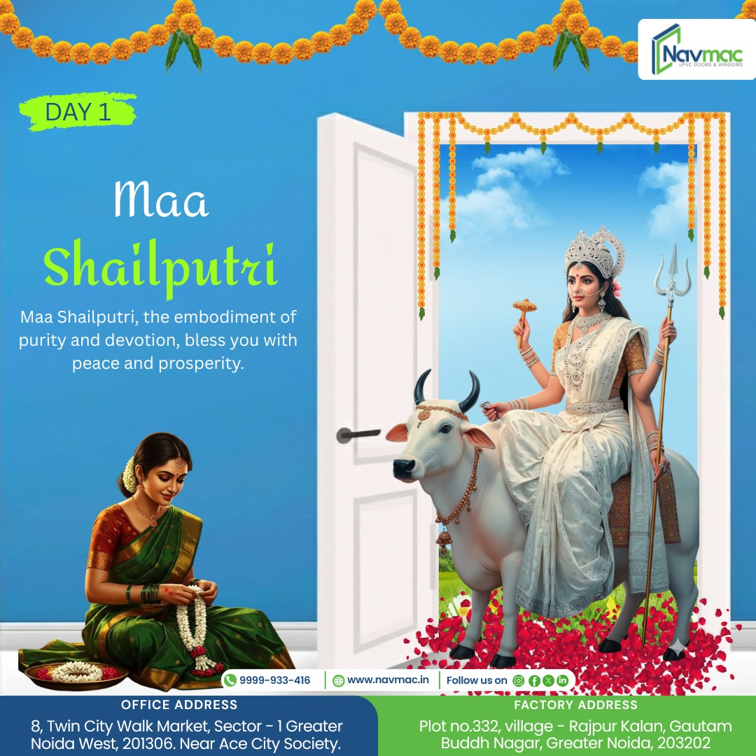 NAVMAC_Doors's tweet photo. Wishing you all a very Happy Navratri 🥰🙏🏻🔱

May Goddess Shailputri bless you with peace, prosperity, and a wealthy life 🙏🏻🙏🏻 
📱 Get in touch with us at +91 9999-933-416 for any queries or DM us!
#windowsanddoorssystems #interiors #navratrivibes❤️ #windowframes #Navratri https://t.co/qPqoeupCgY