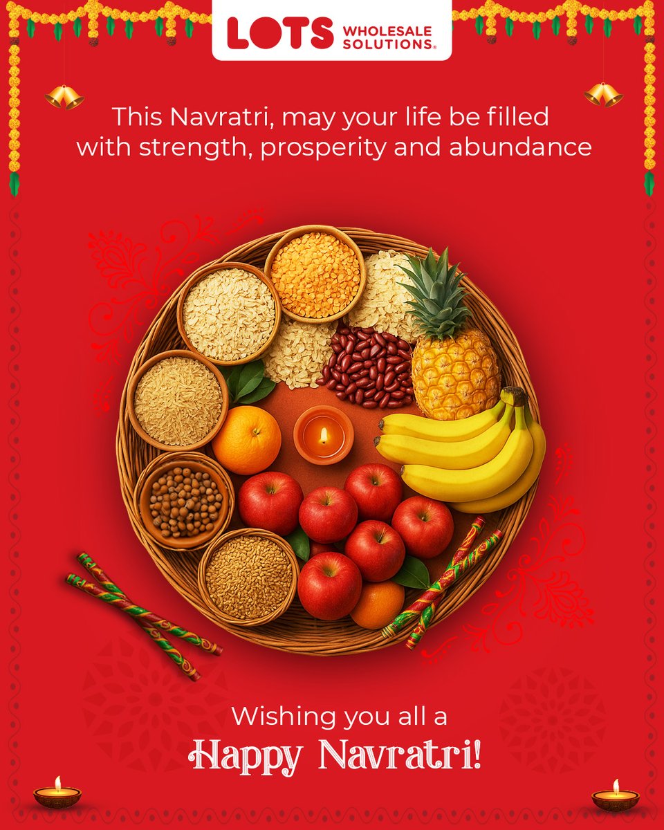 LotsWholesale's tweet photo. Add a pinch of strength, a spoonful of prosperity, and a LOT(S) of joy - there you have it! A perfect recipe for this Navratri!

Wishing you abundant happiness, success, and festive cheer. Happy Navratri from LOTS! 🌸🪔

#Navratri #Navratri2025 #FestiveSeason #FestiveGreetings https://t.co/vIMpexbAzo