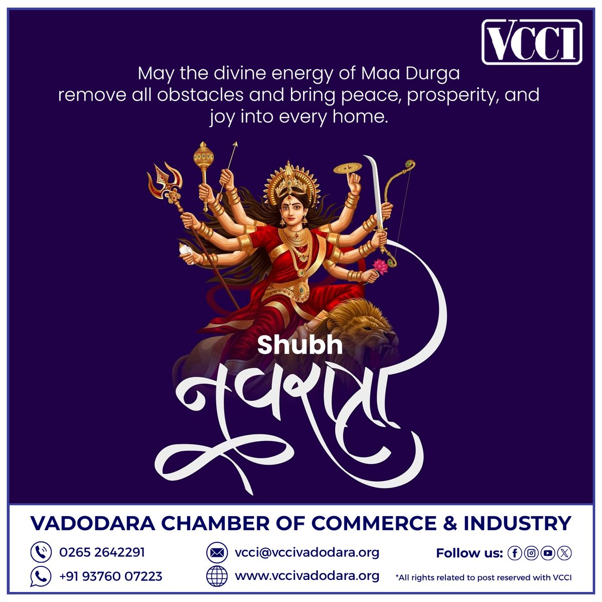May the divine energy of Maa Durga remove all obstacles from your path and bless your home with boundless peace, prosperity, and joy. 

VCCI wishes you all a Shubh Navratri!

#VCCI #Navratri #Garba #FestivalVibes #DanceAllNight #navratri #navratrispecial #garba #explore #gujarat