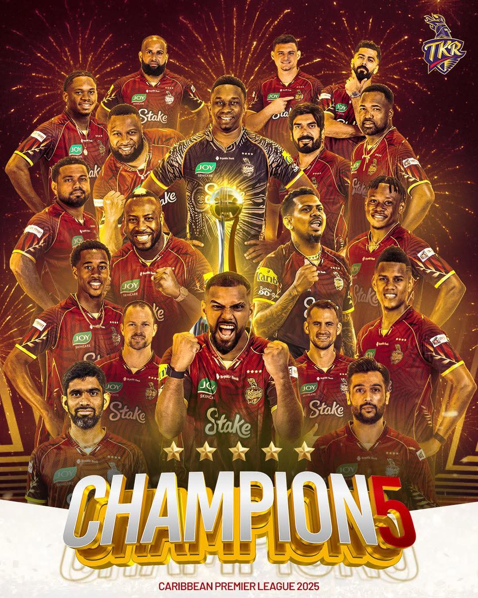 Congratulations! 🥳 <a href="/TKRiders/">Trinbago Knight Riders</a> <a href="/iamsrk/">Shah Rukh Khan</a>