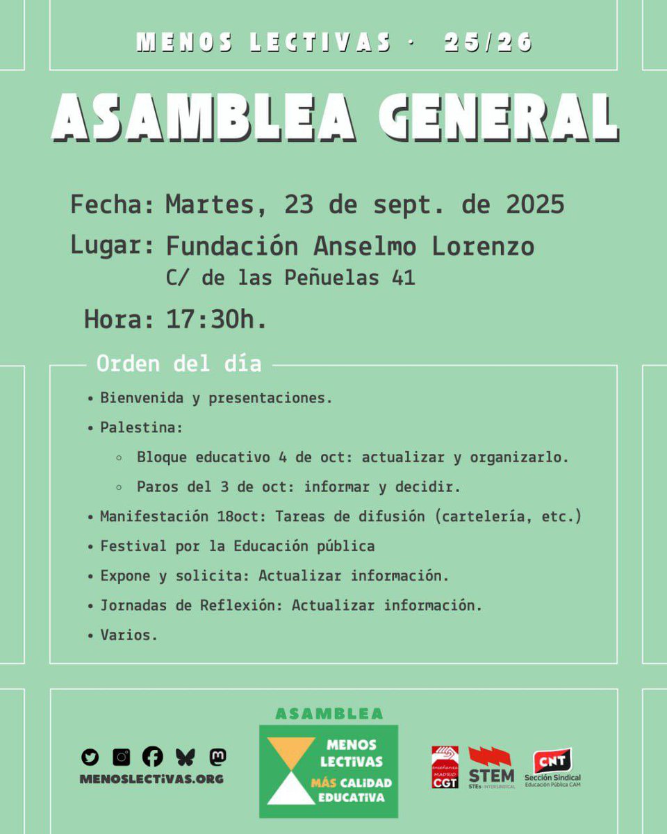 Asamblea Menos Lectivas #SalvemosLaPública tweet media