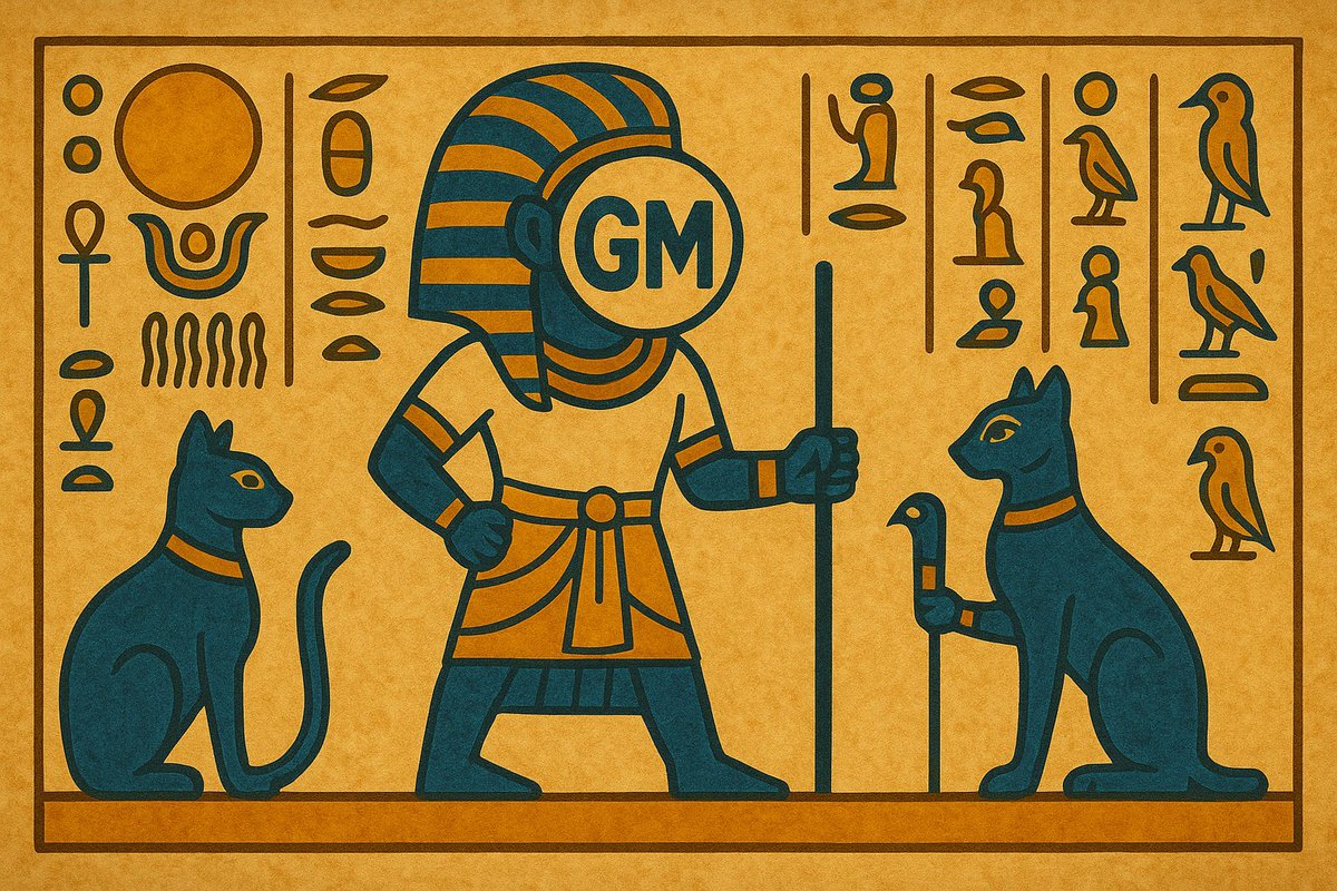 GM my lovelies 🧡

My $GM transcends the ages 

Hieroglyphs (Ancient Egypt)

🪶 Egyptian art was a sacred language.
Each hieroglyph united image and word.

There are more than 700 signs, used to recount the lives of pharaohs, honor the gods, or guide the dead to eternity.

More
