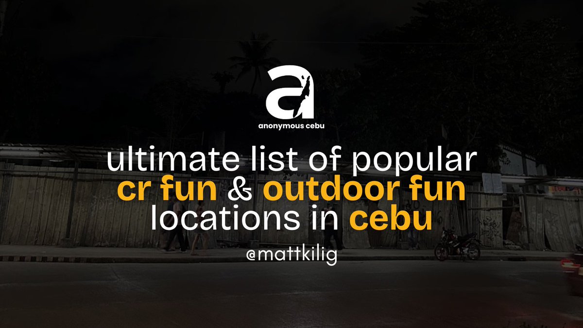 mattkilig's tweet image. Ultimate List of Popular #CRFun and #OutdoorFun Updated Cruising Spots in Cebu 🧵

Kinsa diri hilig og mga risky &amp;amp; exciting adventures nga pwede masakpan or madakpan? Gotchu, mga burikat!

#altercebu #anonymouscebu #alterbisaya #altermandaue #altertalisay #alterlapulapu