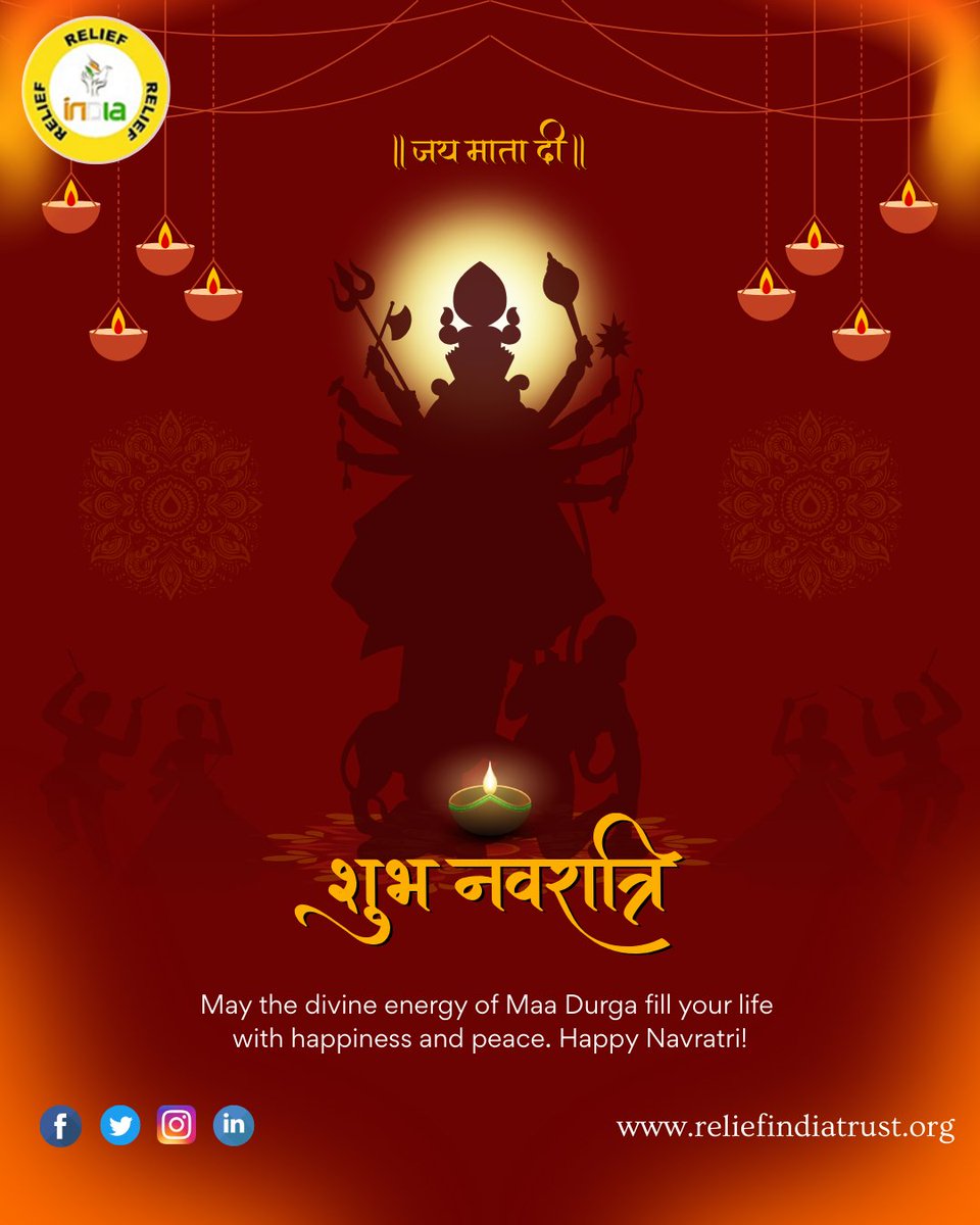ReliefIndia's tweet image. This Navratri, let us embrace the divine energy of Maa Durga by spreading kindness, hope, and compassion. 💫
At Relief India Trust, we believe that true devotion lies in serving those in need and bringing light into their lives.

#ShubhNavratri #ReliefIndiaTrust #ServeHumanity