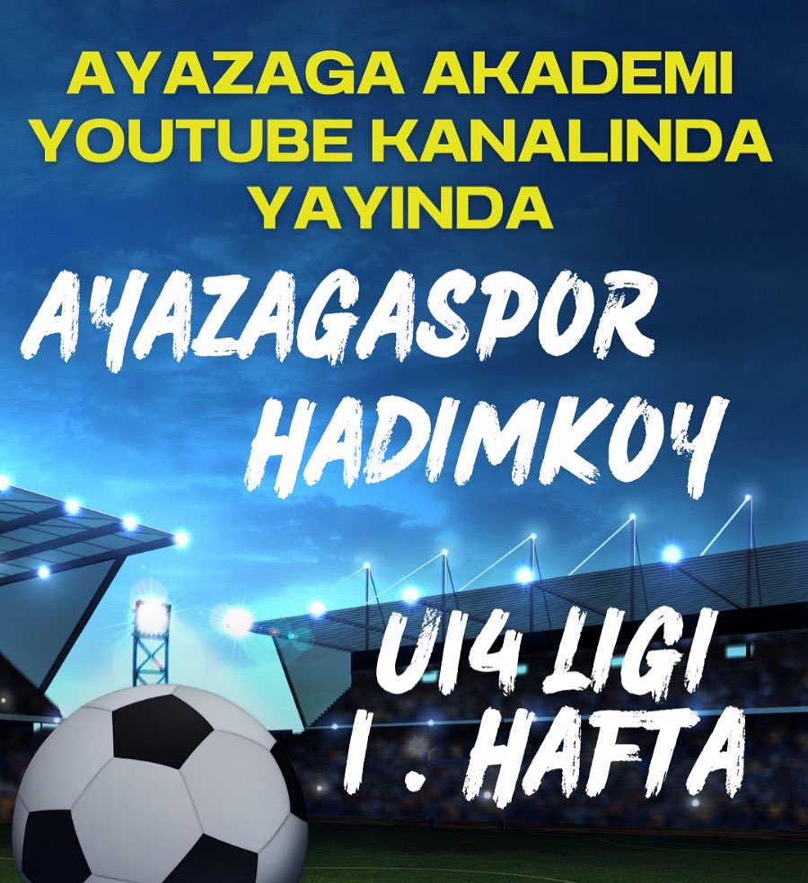Ayazağaspor ile Hadımköyspor arasında oynanan U14 ligi 28. grup 1. hafta karşılaşması Ayazağa Akademi YouTube kanalında, yayında..