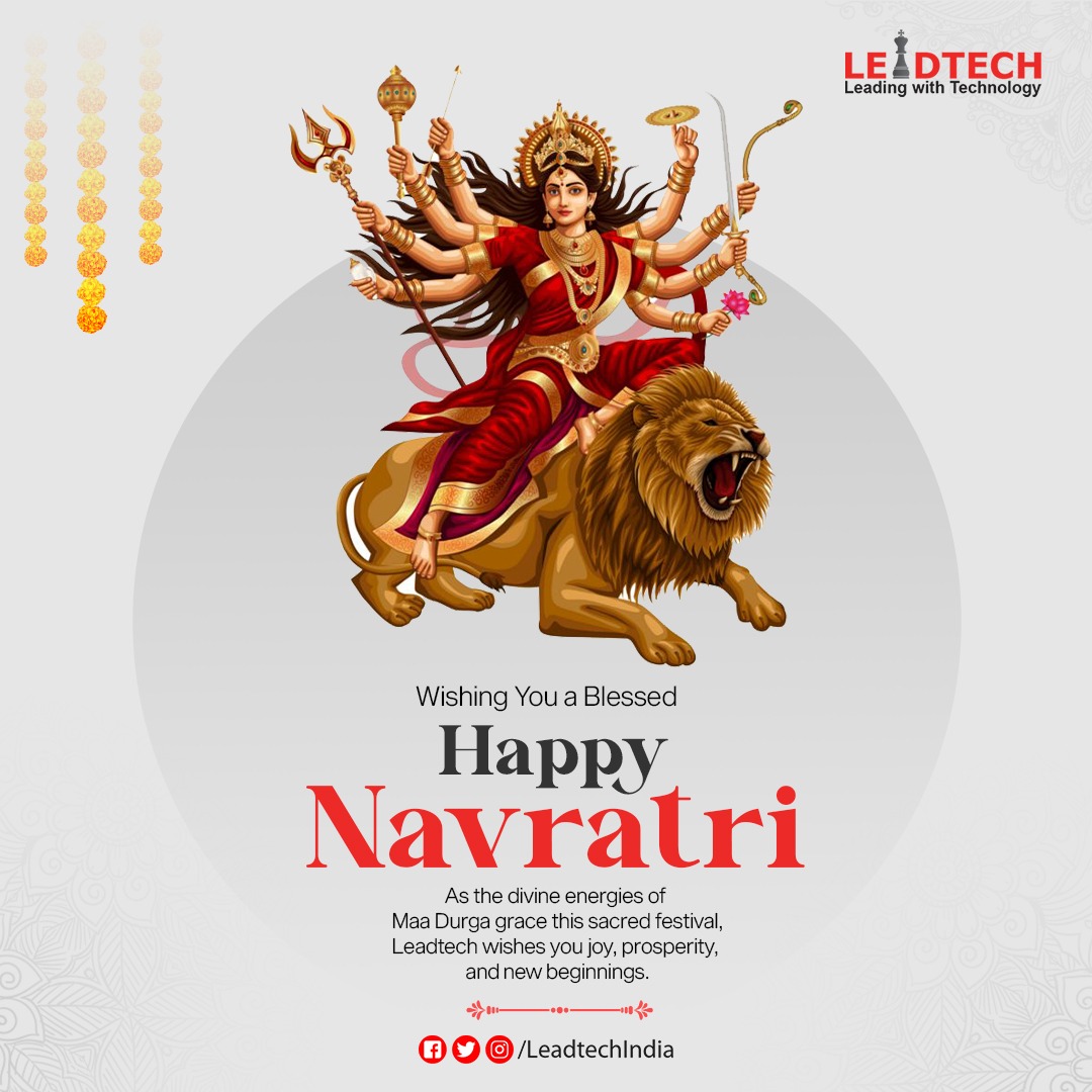 LeadtechIndia's tweet image. Wishing You a Blessed *Navratri*

As the divine energies of Maa Durga grace this sacred festival, Leadtech wishes you joy, prosperity, and new beginnings.

#Navratri2025 #Leadtech #festivevibes