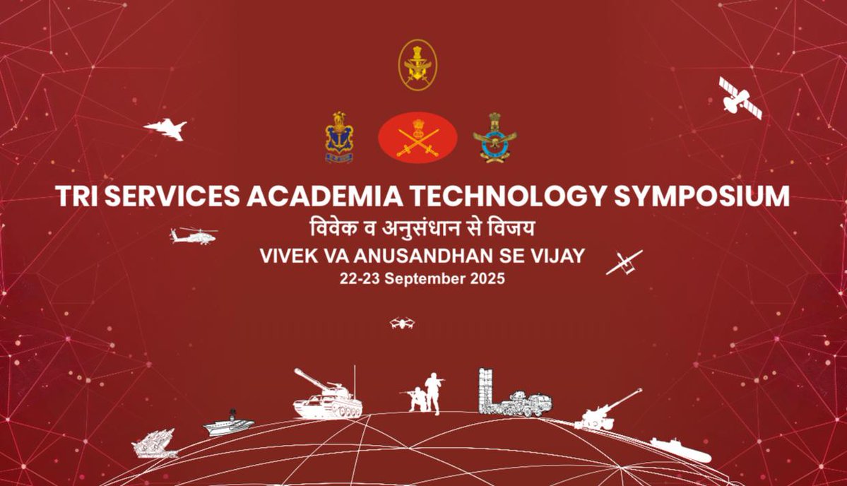 HQ_IDS_India's tweet image. Tri Service Academia Tech Symposium T-SATS steered by #HQIDS, unites all top academic & R&D Institutes #IITs #IISc Tier I & Tier II in a historic endeavour to forge deeper Academia – Military synergy.
Through One-on-One Meetings of Tech Clusters with faculty and exhibitors,…