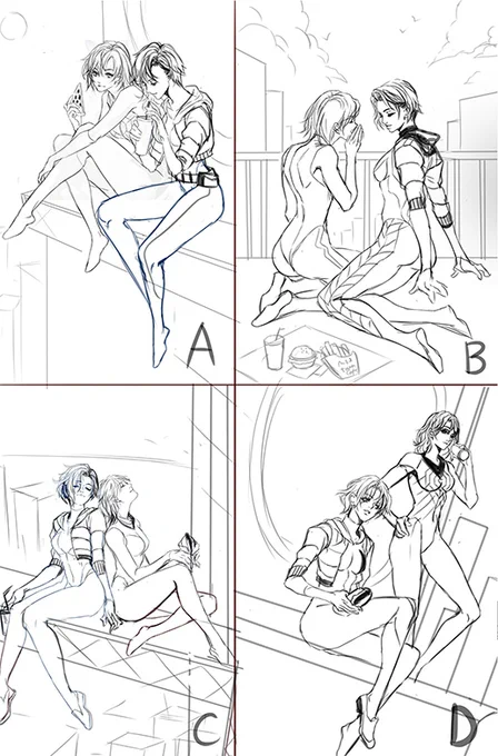 And here is the sketches for it. I still have 2 spots opening for NYCC commission pick up! Commissions will be 11x17 full color:
• Headshot – $100
• Half body – $220
• Full body – $300

If you'd like to reserve a spot, please email me at jiuge3333@gmail.com 
