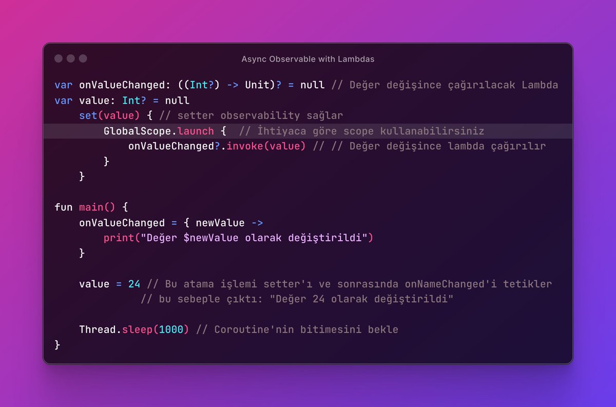 drmobiledev_tr's tweet image. Kotlin dilinde Coroutine ile Asenkron Observable

#AndroidDev #KotlinObservable