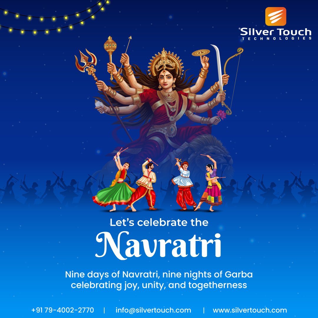 Navratri marks nine nights of devotion to Goddess Durga and the triumph of good over evil.

Let’s celebrate with gratitude, unity, and the vibrant spirit of Garba.

Wishing you a joyful and blessed Navratri from Silver Touch Technologies Ltd.

#Navratri2025 #HappyNavratri