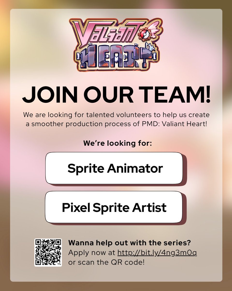 Matropical's tweet photo. So I've decided that I need some help.

Currently we're in need of a sprite animator and pixel sprite artist to help with the creation of Valiant Heart. So if you like, consider joining and help make VH together with me!

#ValiantHeart #MysteryDungeon https://t.co/c7r6xwkOjR