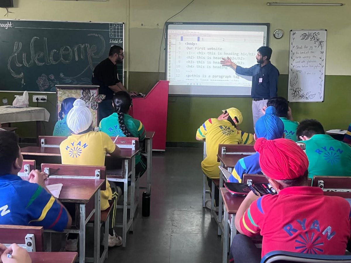 bindra_ashish's tweet image. Just wrapped up a super fun session at Ryan School 🎉
We dived into HTML, CSS & JavaScript 💻✨
Loved how the students turned ideas into cool web pages 🚀🔥
Future coders in the making! 💡👩💻👨💻
#CodingIsFun #RyanSchool #WebDev
