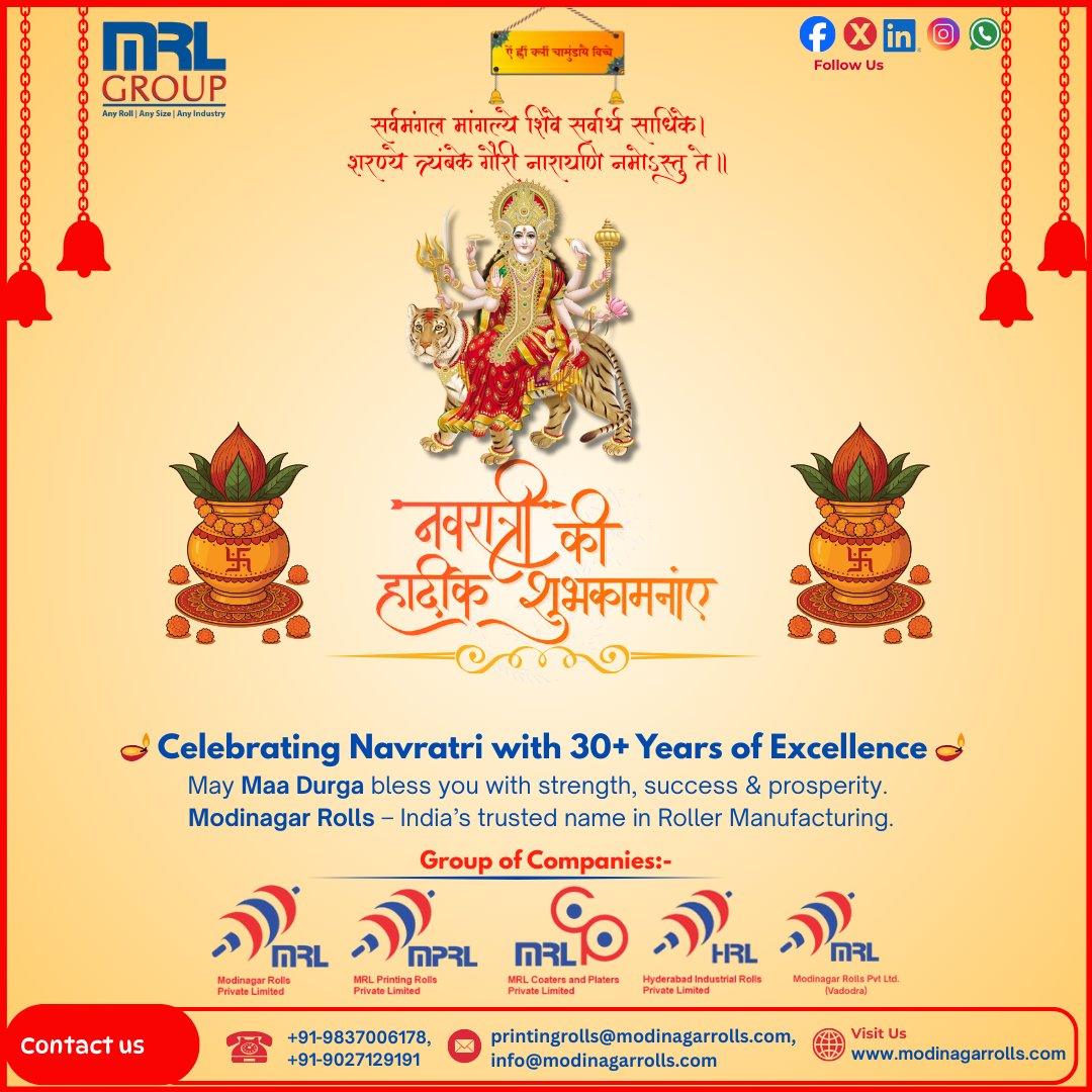 modinagarrolls's tweet image. 🙏 Happy Navratri 2025 🙏
Maa Durga’s blessings bring strength, prosperity &amp;amp; success. ✨
— Team Modinagar Rolls | 30+ Years of Excellence ⚙️
🌐 modinagarrolls.com

#HappyNavratri #Navratri2025 #ModinagarRolls