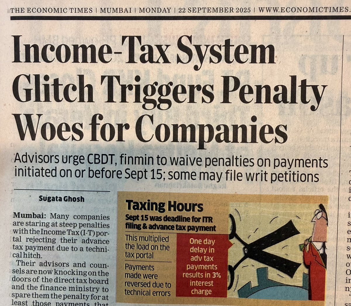 CAChirag's tweet image. Lots of litigation is coming for non-payment of advance tax due to portal issues.

Next, many litigations will be on non-completion of tax audits by 30 Sep, because of the lack of time given to CAs for tax audits. 

Is @IncomeTaxIndia listening? 

 #PenDownNoExtensionNoAudit