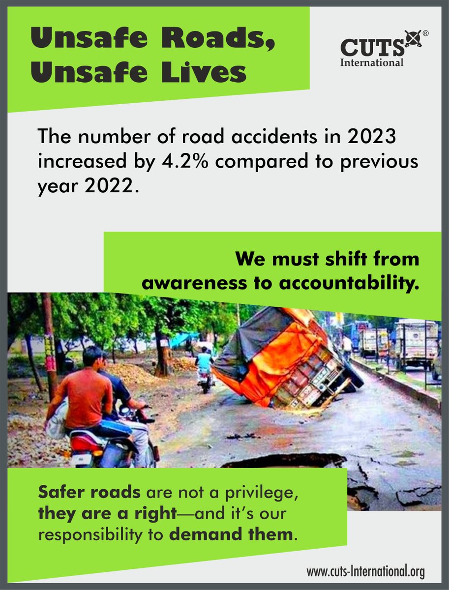 Road accidents rose up by 4.2% in 2023.
Safer roads are our right - Let’s demand accountability.
<a href="/MORTHIndia/">MORTHINDIA</a> <a href="/RajGovOfficial/">Government of Rajasthan</a> <a href="/RSRTC_OFFICIAL/">RSRTC Raj.</a> <a href="/RoadSafetyNetwk/">Road Safety Network</a> <a href="/grspartnership/">Global Road Safety Partnership</a>  <a href="/RoadSafetyNetwk/">Road Safety Network</a> <a href="/WHO/">World Health Organization (WHO)</a>  <a href="/RoadSafetyNGOs/">Road Safety Alliance</a> <a href="/kalita_mp/">Bhubaneswar Kalita MP</a>  <a href="/nitin_gadkari/">Nitin Gadkari</a> <a href="/BhajanlalBjp/">Bhajanlal Sharma</a> <a href="/hdmalhotra/">Harsh Malhotra</a> <a href="/AjayTamtaBJP/">Ajay Tamta</a>