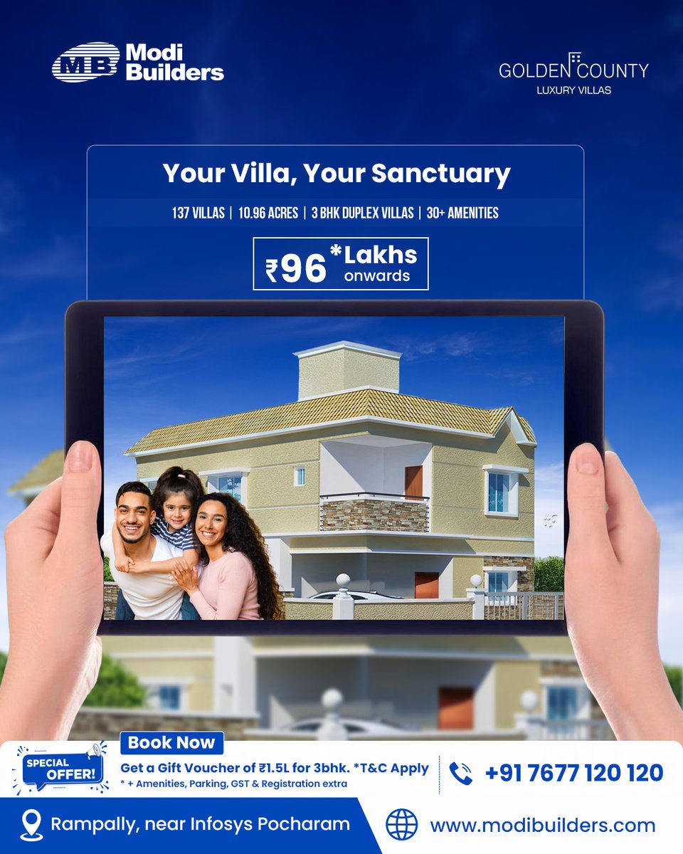 ModiBuildersHyd's tweet image. With timeless architecture and unmatched privacy, our villas are more than homes they’re sanctuaries for your dreams.
#DreamVilla #LuxuryLiving #HyderabadHomes #VillaLife