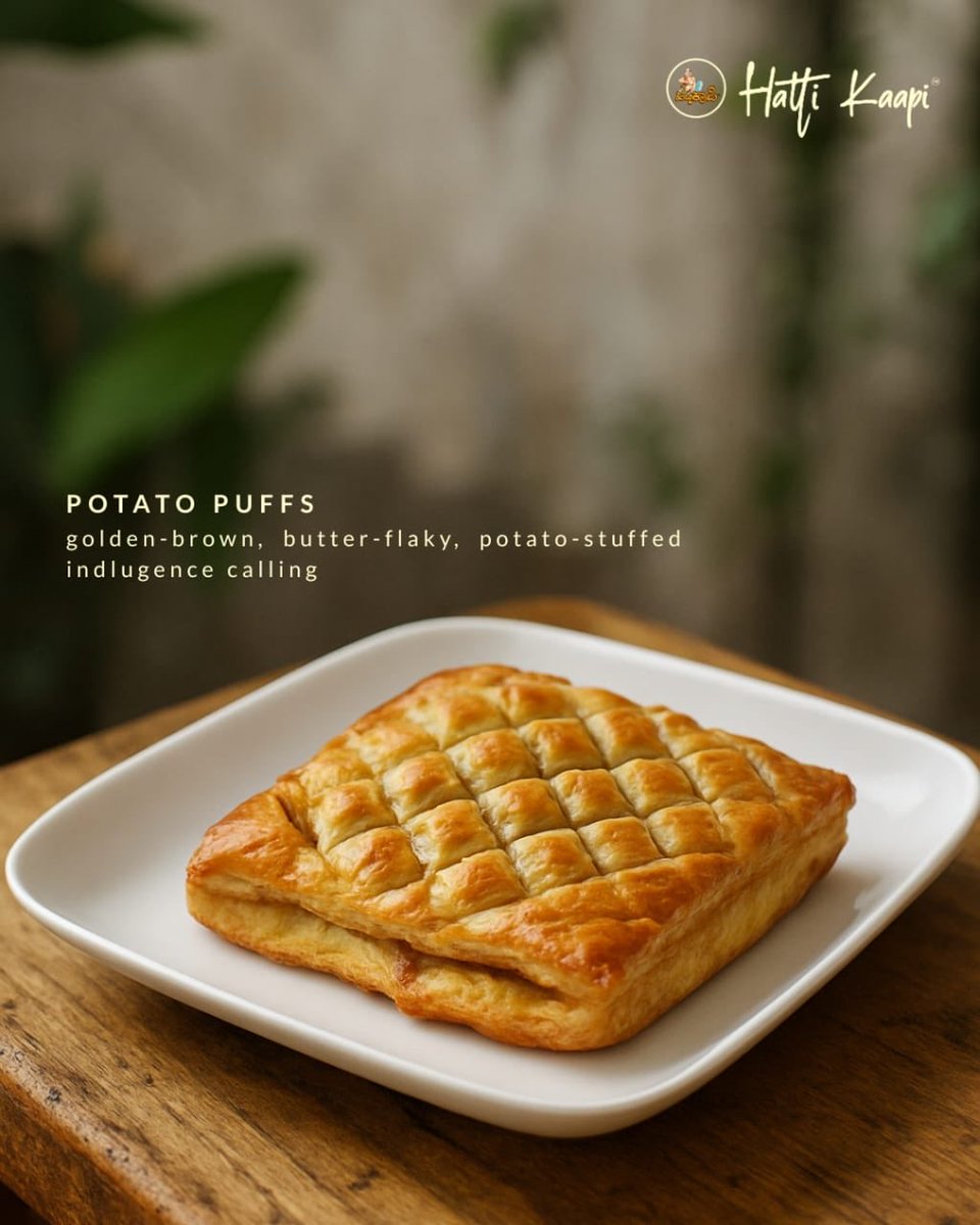 hatti_kaapi's tweet image. Golden and flaky on the outside, stuffed with spiced potato on the inside. A bite of pure indulgence is waiting for you!

#hattikaapi #nammahatti #bangalore #cafe #puff #savoury #delicious #hattikaapisignature #lavelleroad #mgroad #vegacity #jpnagar #coffee #filtercoffee