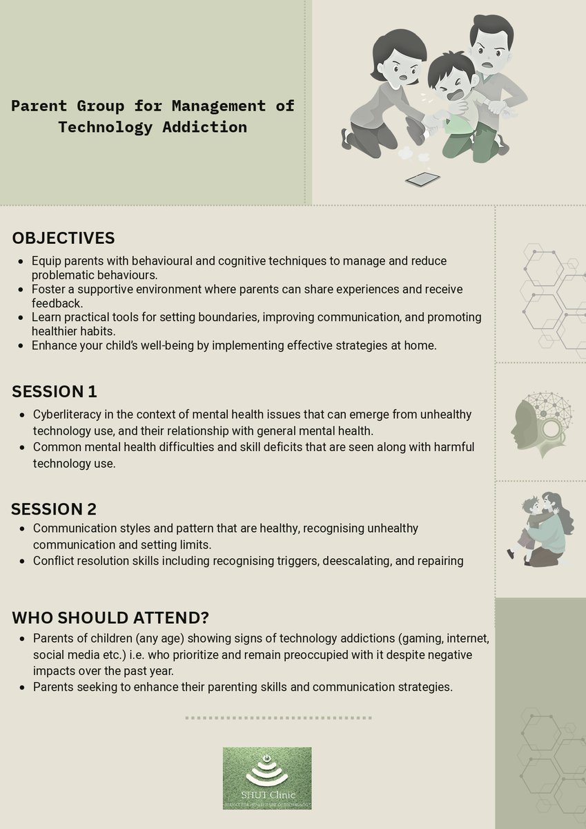 NIMHANS_BLR's tweet image. Struggling with your child’s screen use? Join NIMHANS’ Parent Group on Tech Addiction. Online sessions: 27 Sept & 4 Oct, 11 AM–1 PM. Fee: Rs.100. Register now: forms.gle/rFpcW3wsk4S8fA…. Learn tools to manage technology use effectively.
#NIMHANS #Parenting #TechAddiction