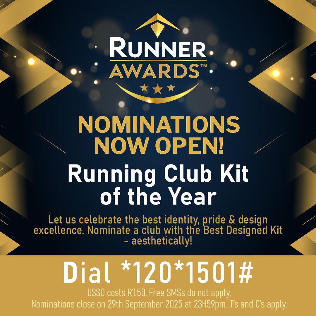 RunnerAwardsKZN's tweet photo. Ready, set, nominate! 👀 
Which kit deserves the top spot? ✨ 
Nominations close in 7 days, so act fast! 🎖️ 
Nominate now by dialing *120*1501#! ⏰ (Closes 29 Sept 2025 | 23H59) 💸 T’s &amp; C’s Apply #runnerawards #kznrunners #nominatenow #runningkit #runningclubs https://t.co/xahub2LNxN