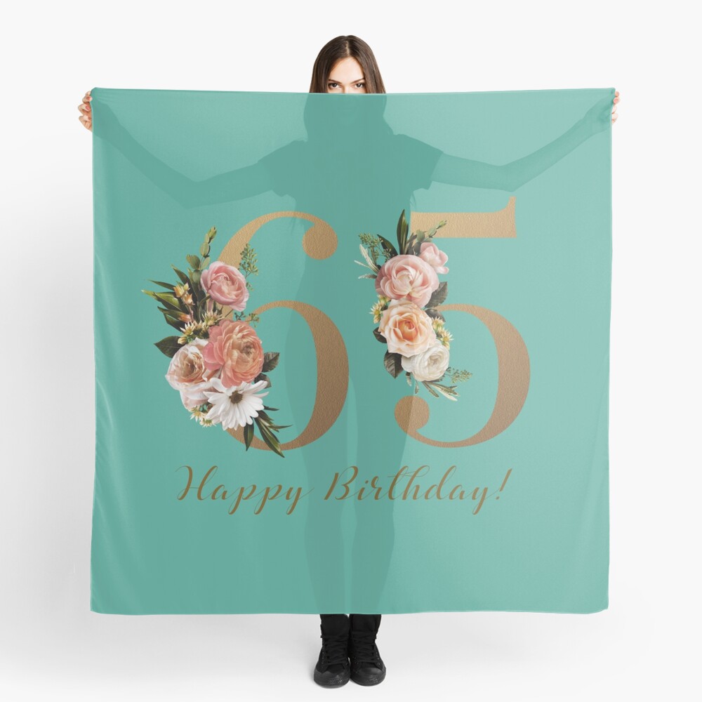HurmerintaArt's tweet image. Happy 65th Birthday With Flowers. Lovely choice for cards and small gifts.

Scarves are wonderful in the autumn. Choose from many designs. For birthday or for fun.
#giftidea #scarf 

redbubble.com/i/scarf/Happy-…