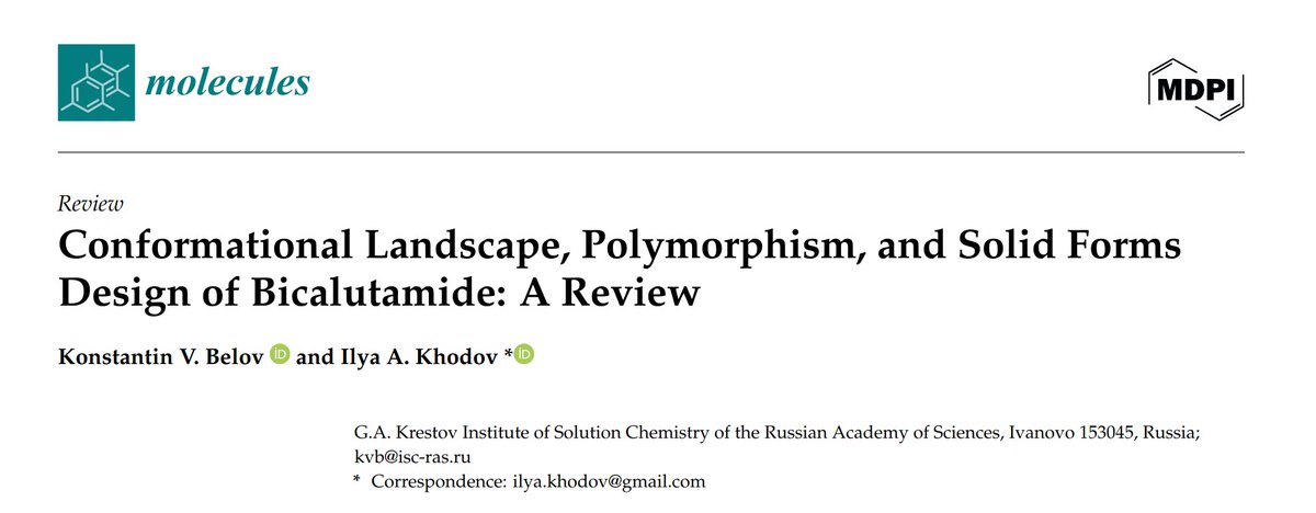 FluidNmr's tweet image. 📢 New review out in Molecules!
 “Conformational Landscape, Polymorphism, and Solid Forms Design of Bicalutamide”
🔬 Exploring structural features, polymorphism, and solid-state strategies for Bicalutamide.
👉 Read here: doi.org/10.3390/molecu…
#Polymorphism #DrugDesign #NMR
