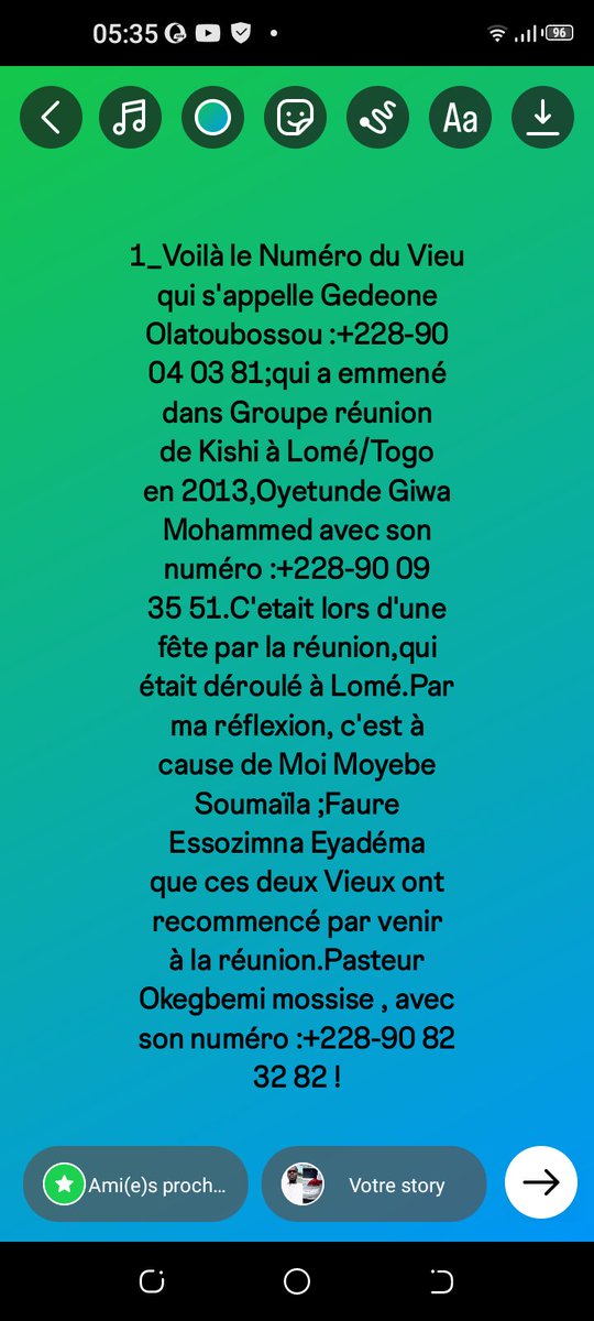Voilà ceux qui me fuit actuellement, après qu'ils sont proches du Gouvernement, avec leurs numéros téléphoniques !That is whom running fast because my life's Problems, witch create by the Top people of all Togo !