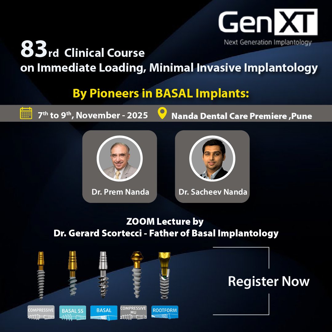 ChannelDentist's tweet image. 🦷 83rd Clinical Course on Immediate Loading &amp;amp; Minimally Invasive Implantology 🦷

👉 Register Now: dentistchannel.online/events/show/83…

#DentalImplants #BasalImplantology #ImmediateLoading #DentalCourse #LiveSurgery #DentistChannelOnline