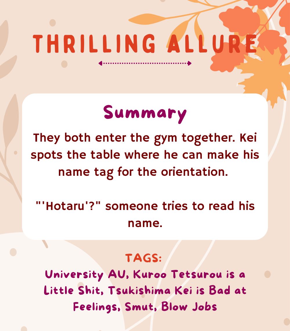 Happy Equinox, <a href="/Nemugoma2/">Nemugoma 🎀</a>!
🍁 rated E · 5k · university au, kuroo tetsurou is a little shit, tsukishima kei is bad at feelings, smut, blow jobs
🍁archiveofourown.org/collections/Kr…