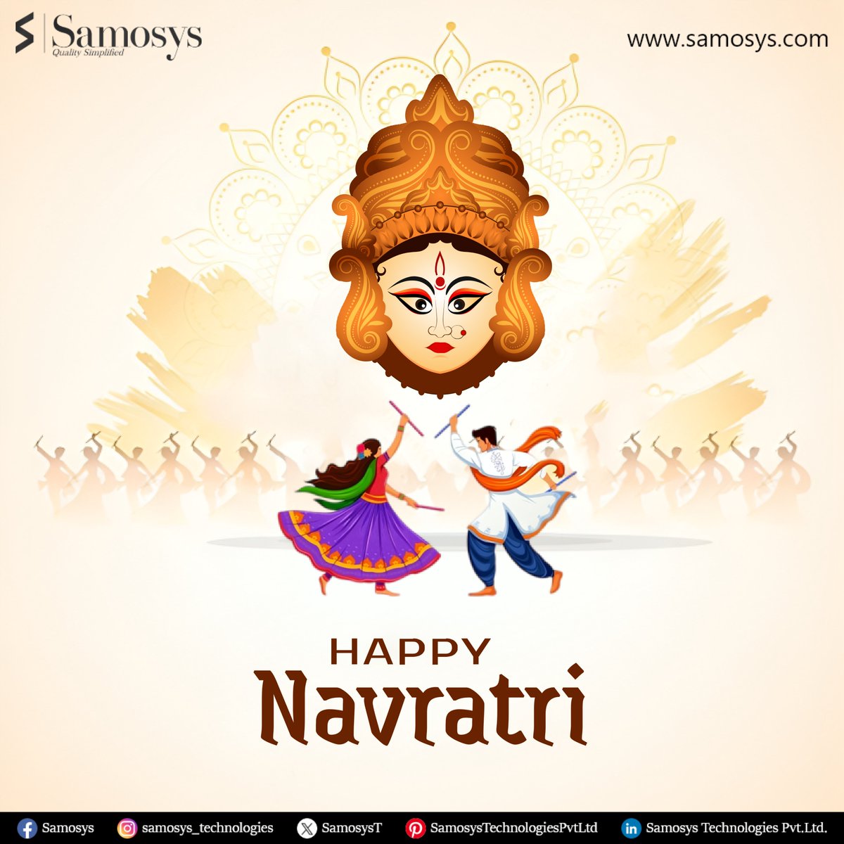SamosysT's tweet image. ✨ Wishing You a Joyous Navaratri! ✨
May the nine divine nights of Navaratri bring positivity, prosperity, and new beginnings into your life. 🌸💫
🌟 Happy Navaratri from the Samosys team to you and your loved ones! 🌟
#HappyNavaratri #Navaratri2025 #festivalofjoy