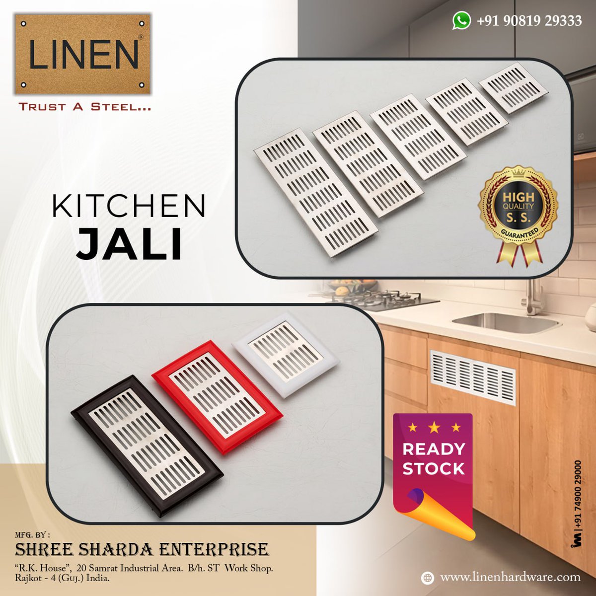 ibais_hardware's tweet photo. SHREE SHARDA ENTERPRISE (RAJKOT)
For enquiry via WhatsApp click:
https://t.co/uGniDBF7Ik
Mr. Pareshbhai - 90819 29333
Mr. Ravirajbhai - 95100 99993
#linen #kitchenjali #airvantilation #kitchen #kitchenrenovation #kitchencabinet #kitchenhardware
.
@ibais_hardware https://t.co/mDN3pvQOUT