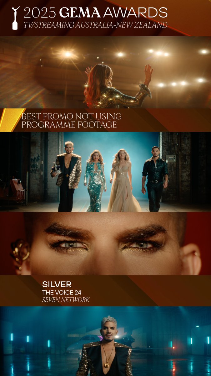 4Gelly's tweet image. #TheVoiceAU 2024  video promo won a Silver GEMA award for best promo not using programme footage. 🥈👏
ft  judges  , LeAnn Rimes, Kate Miller-Heidke, Guy Sebastian and @adamlambert 😍🖤
stories from the  director of the video jamestrevorchappell