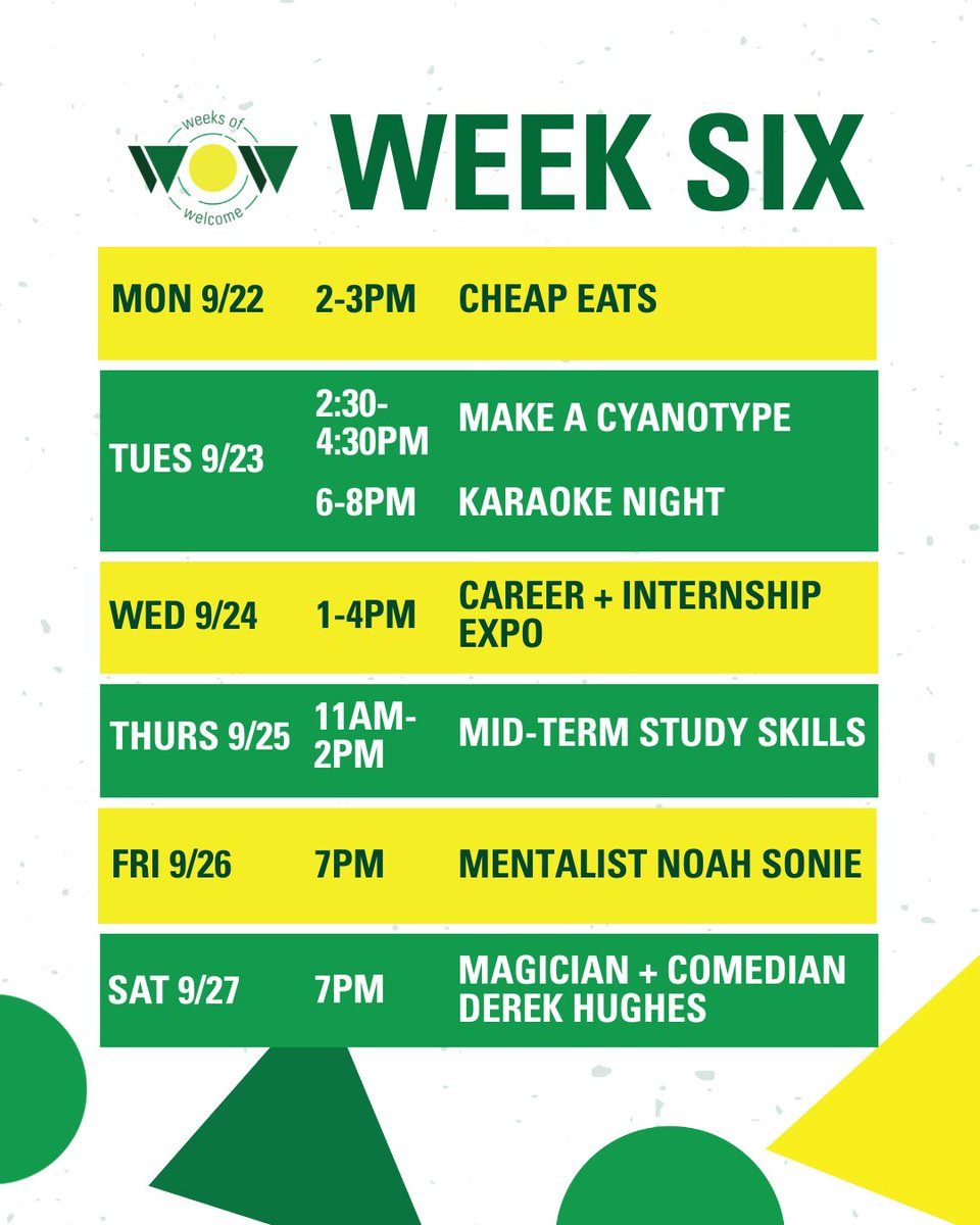 Check out Engage for more details on all the WOW events. Have a great week!