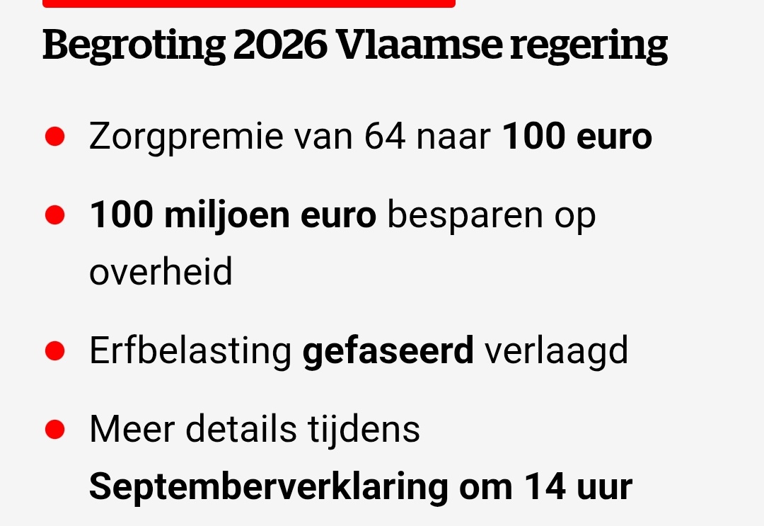 De zorgpremie van 64€ naar 100€.
Dat kan er ook nog bij uit de al volledig uitgeperste citroen.
Eens met de ogen knipperen en we worden met de snelheid van het licht verder gepluimd.