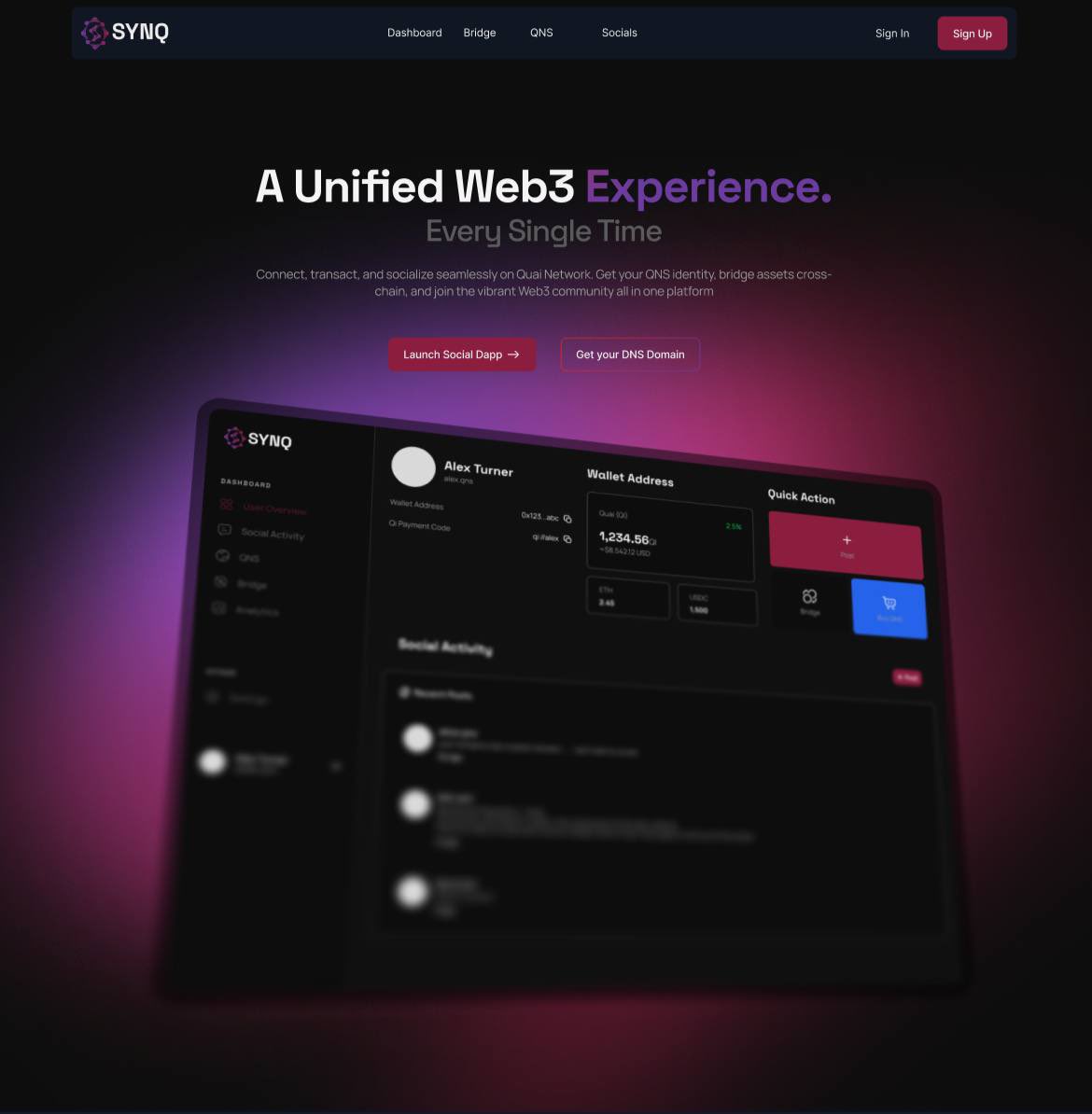 synq_web3's tweet image. Qm @QuaiNetwork 

Ready to welcome your first social Dapp?👀