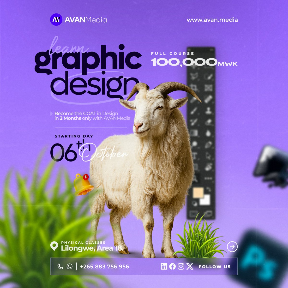 avanmedia3's tweet image. 📢 YOU CAN BE THE NEXT GOAT
Enroll Now!
Turn your passion into profession with our Graphic Design Course.
Spots are limited — don’t miss out! 🎓
#AVANMedia #EnrollNow #DesignCourse #GraphicDesignTraining #digitalskills