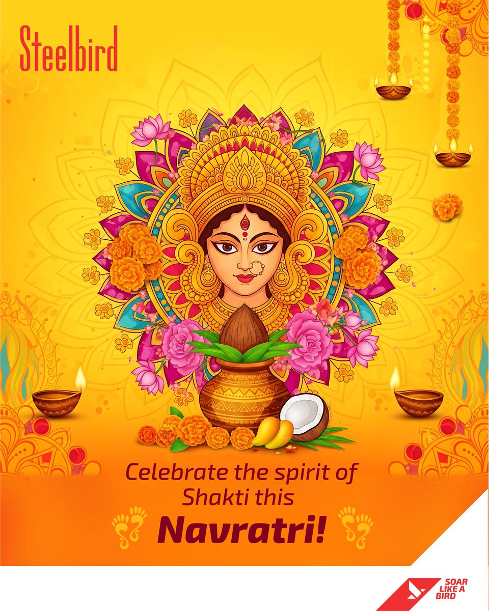 This Navratri, let’s honor the divine feminine within and around us. Celebrate the strength, grace, and power of Shakti!  
#Navratri2025 #ShaktiWithin #DivineFeminine #steelbirdinternational