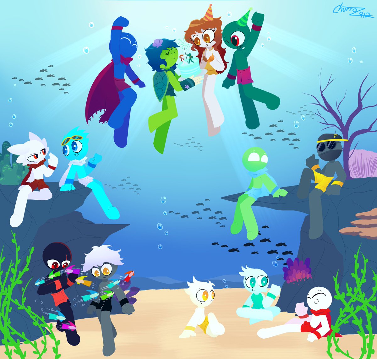 The New Wonderful Underwater Holiday drawing by <a href="/Churros_Animati/">Churroz912!✨</a> for my birthday and Franco_efe :3
~Kiki