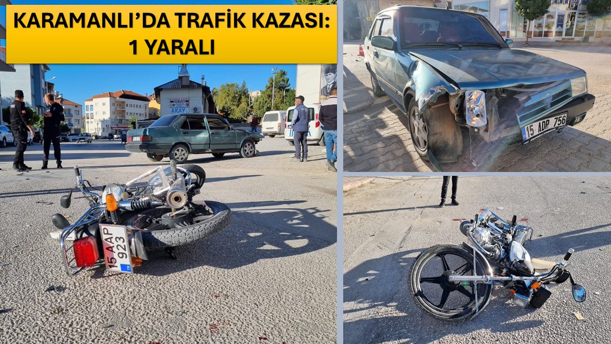 KARAMANLI'DA OTOMOBİL İLE MOTOSİKLET ÇARPIŞTI: 1 YARALI karamanlihaber.com/2025/09/22/kar…