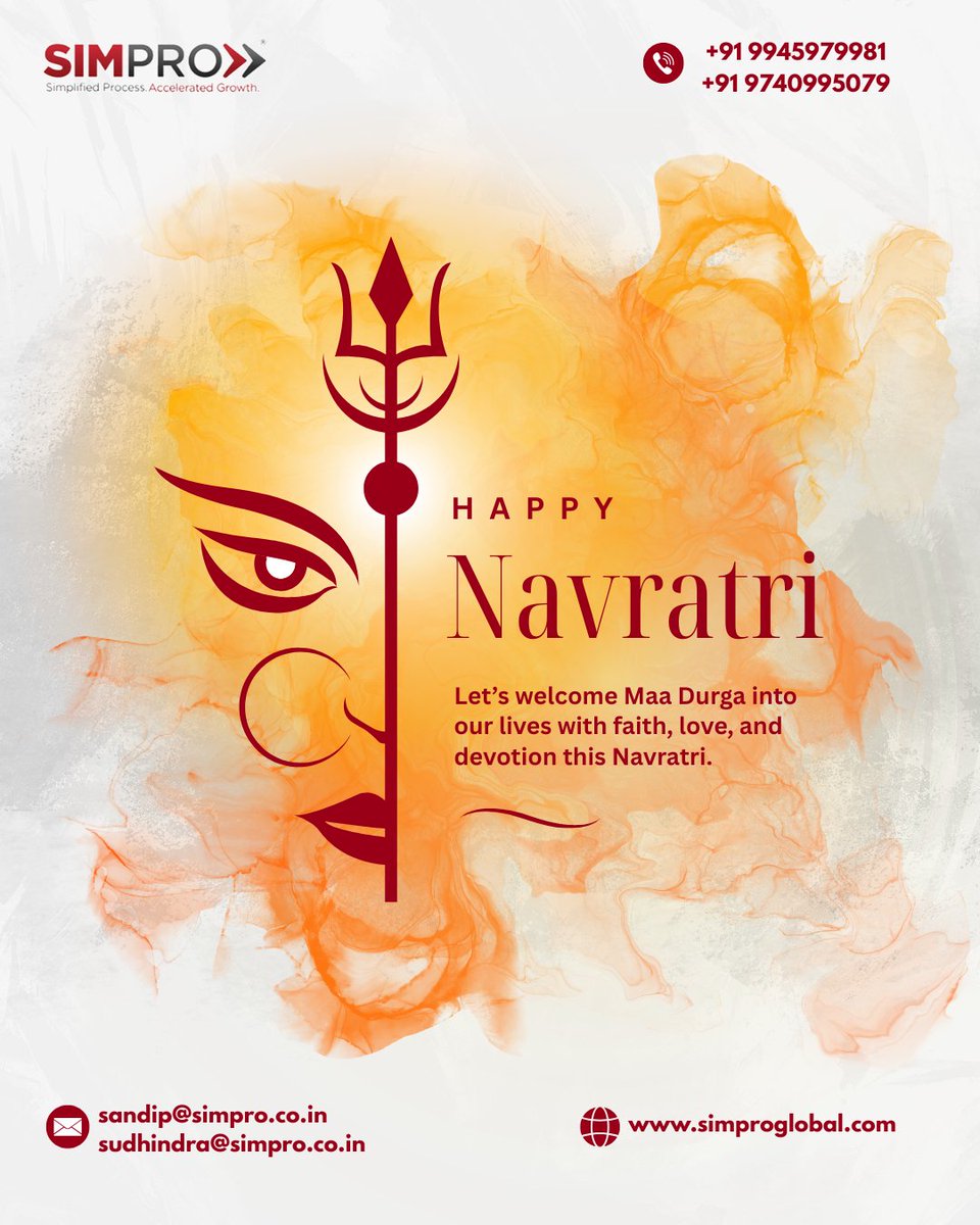 Simproglobal's tweet image. ✨ Wishing you all a joyous and prosperous #Navratri! ✨
Let’s welcome Maa Durga into our lives with devotion, love, and positivity. May these nine days inspire new beginnings and empower us all with strength and success. 🙏
– Team SIMPRO
#HappyNavratri #SIMPRO #FestiveWishes
