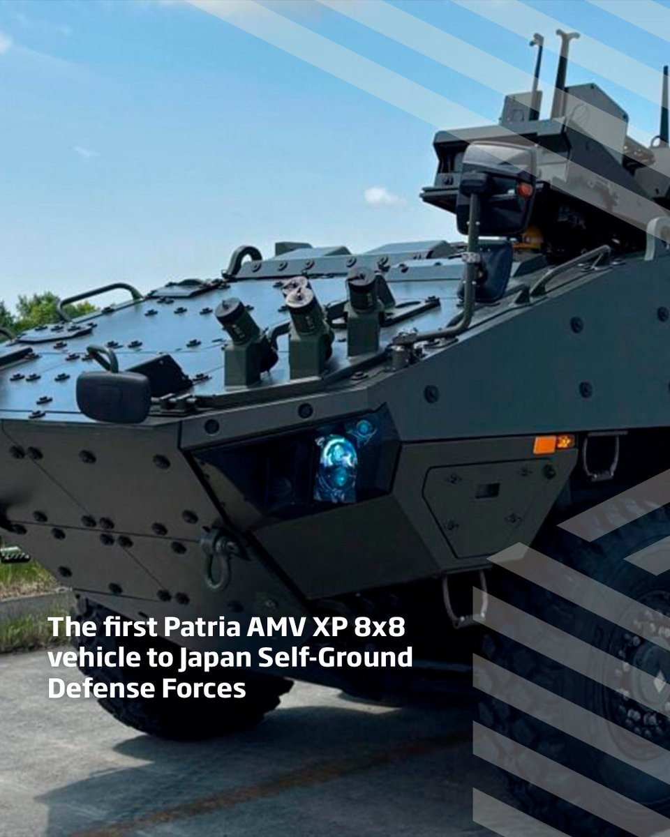 group_patria's tweet image. Patria has delivered the first AMV XP 8x8 armored vehicle to the Japan Ground Self-Defense Forces. Japan is now the 9th user nation of the AMV vehicle. 🤝🇯🇵

Read more:  bit.ly/42BUeKX

📸: Japan Steel Works