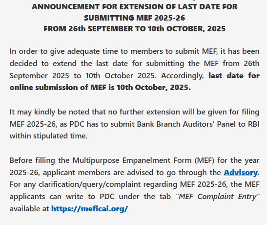 vinaychopda's tweet image. ICAI extends MEF date to 10th Oct 2025.

Now it’s your turn madam. Kindly extend due date for TAR. 

Retweet to maximise the reach. 

#ExtendTaxAuditDueDate 
#Extend_TAR_DueDate 
@IncomeTaxIndia 
@nsitharamanoffc